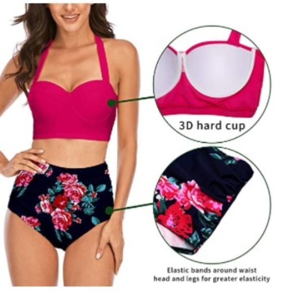 Women's Halter Bikinis High Waist Bikini Bottom Two Piece Bathing Suit NEW - Picture 15 of 15